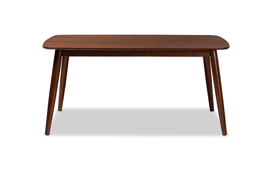 Edna Mid-Century Modern Walnut Finished Wood Dining Table