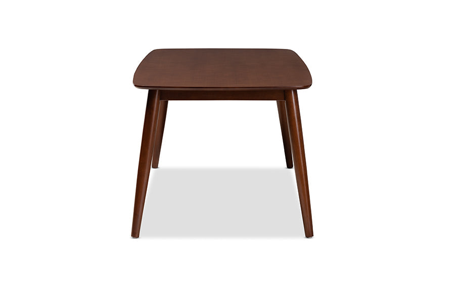 Edna Mid-Century Modern Walnut Finished Wood Dining Table