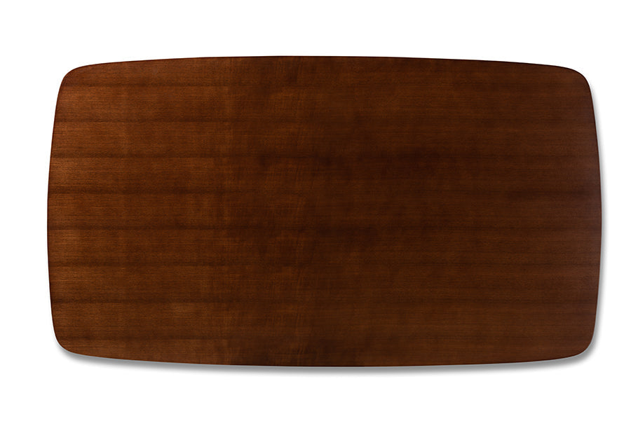 Edna Mid-Century Modern Walnut Finished Wood Dining Table