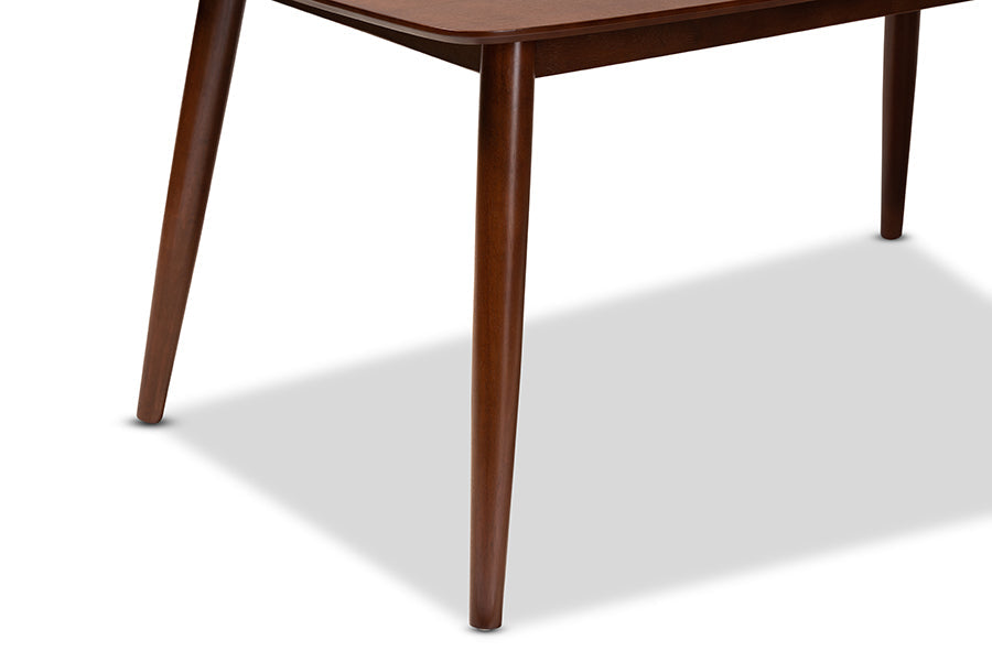 Edna Mid-Century Modern Walnut Finished Wood Dining Table