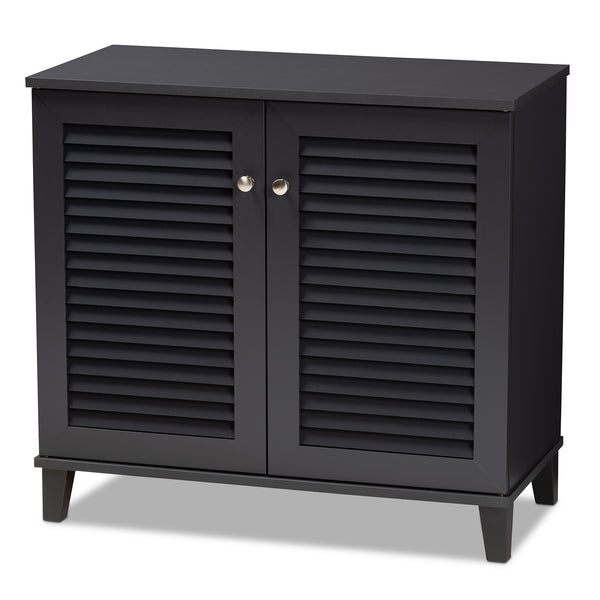 Coolidge Modern and Contemporary Dark Grey Finished 4-Shelf Wood Shoe Storage Cabinet