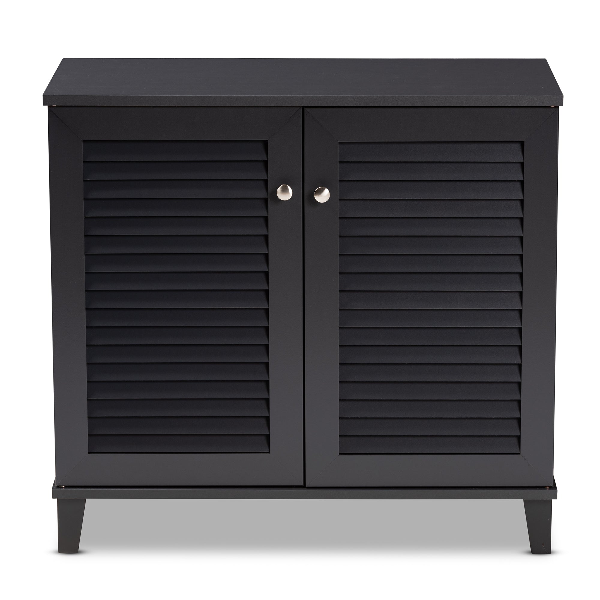 Coolidge Modern and Contemporary Dark Grey Finished 4-Shelf Wood Shoe Storage Cabinet