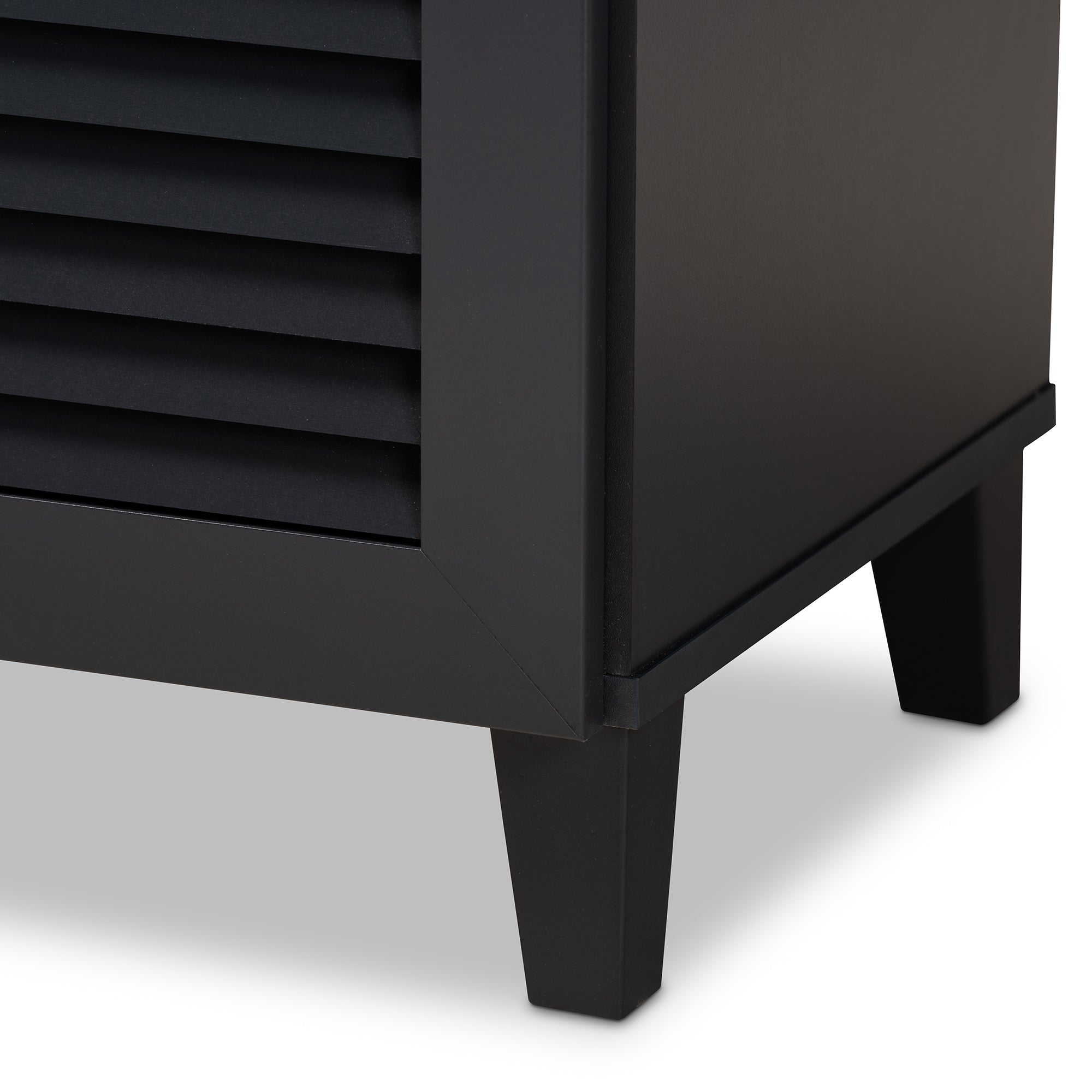 Coolidge Modern and Contemporary Dark Grey Finished 4-Shelf Wood Shoe Storage Cabinet with Drawer