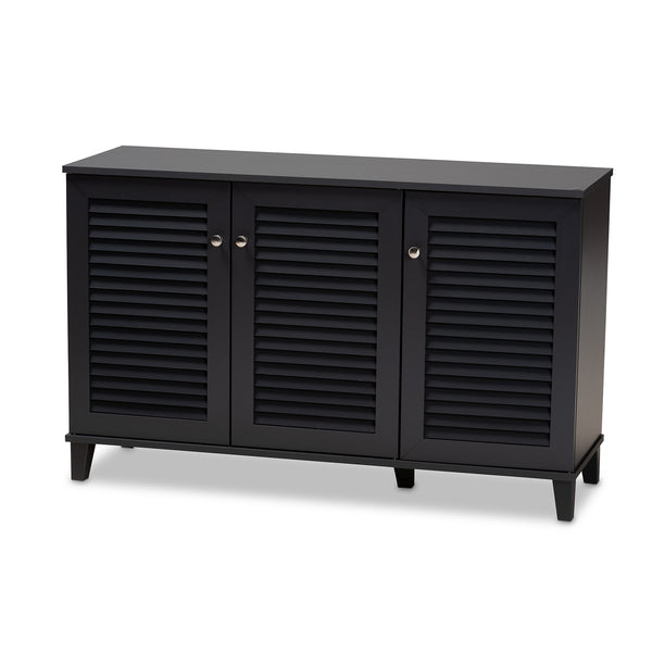 Coolidge Modern and Contemporary Dark Grey Finished 8-Shelf Wood Shoe Storage Cabinet