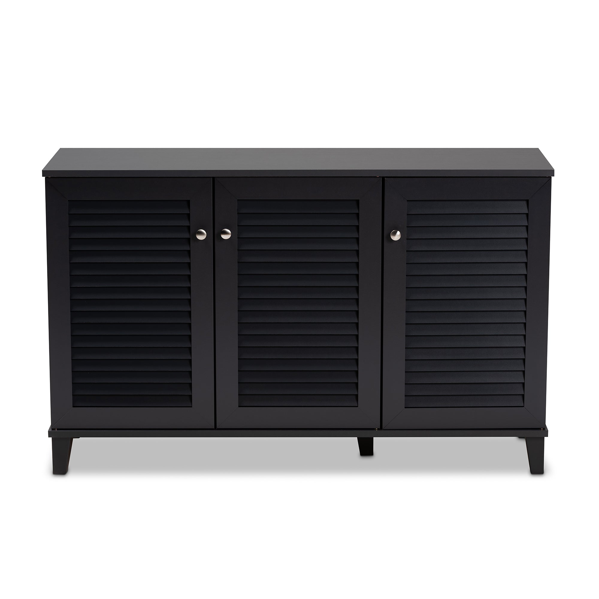 Coolidge Modern and Contemporary Dark Grey Finished 8-Shelf Wood Shoe Storage Cabinet
