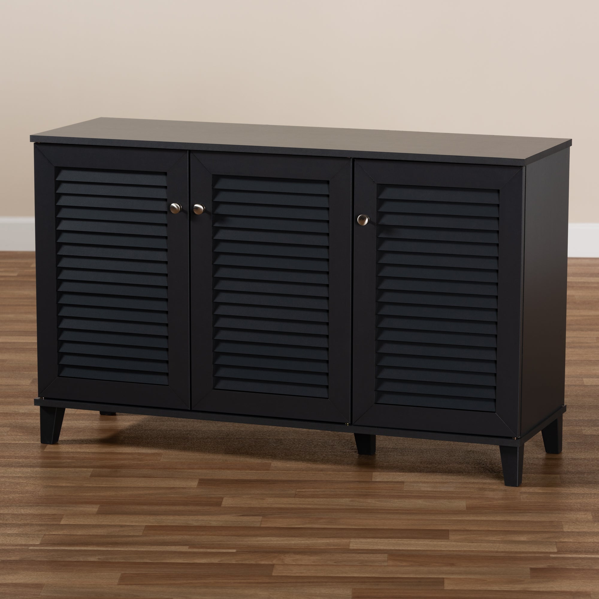 Coolidge Modern and Contemporary Dark Grey Finished 8-Shelf Wood Shoe Storage Cabinet