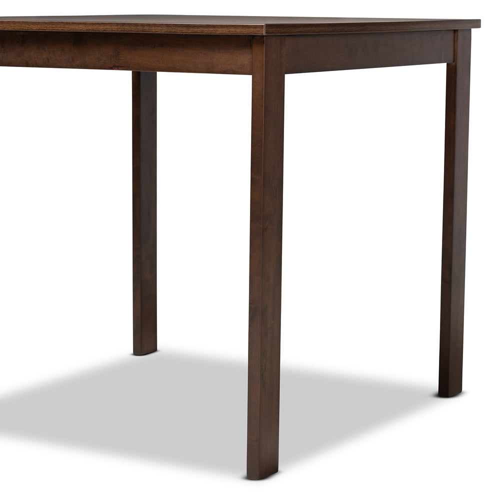 Lovy Modern and Contemporary Grey Fabric Upholstered Dark Walnut-Finished 5-Piece Wood Dining Set