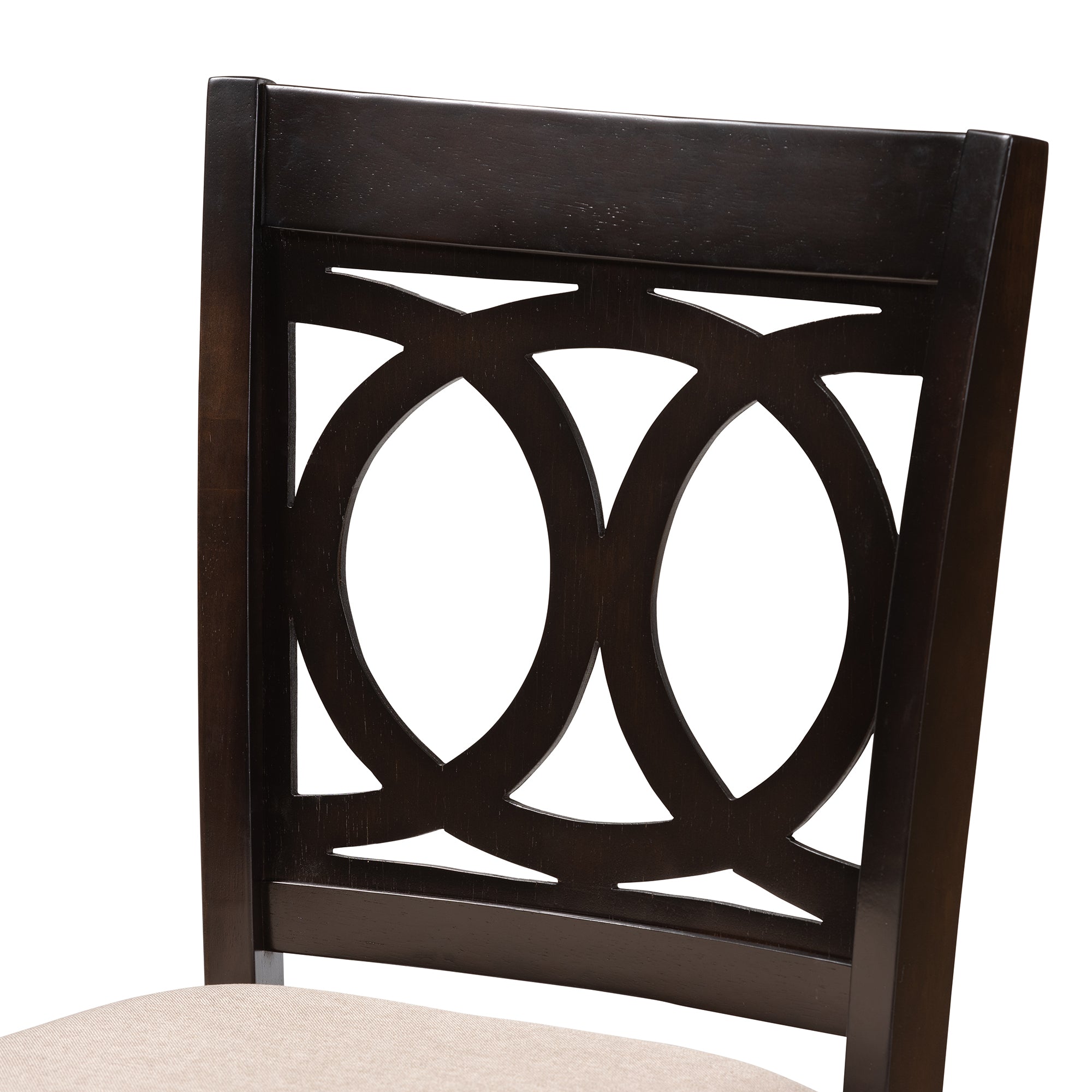 Lenoir Modern and Contemporary Sand Fabric Upholstered Espresso Brown Finished Wood 2-Piece Counter Height Pub Chair Set