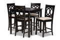 Lenoir Modern and Contemporary Sand Fabric Upholstered Espresso Brown Finished 5-Piece Wood Pub Set