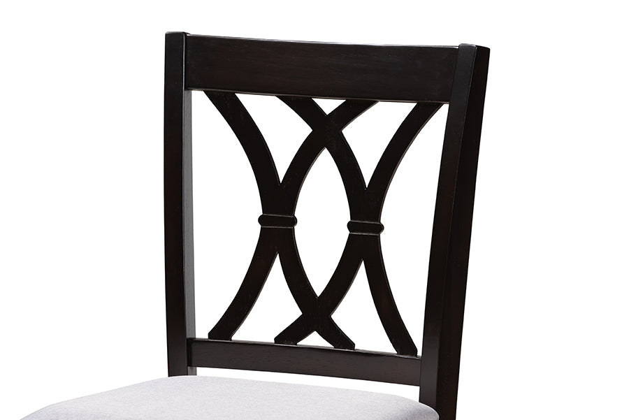Reneau Modern and Contemporary Grey Fabric Upholstered Espresso Brown Finished 5-Piece Wood Pub Set