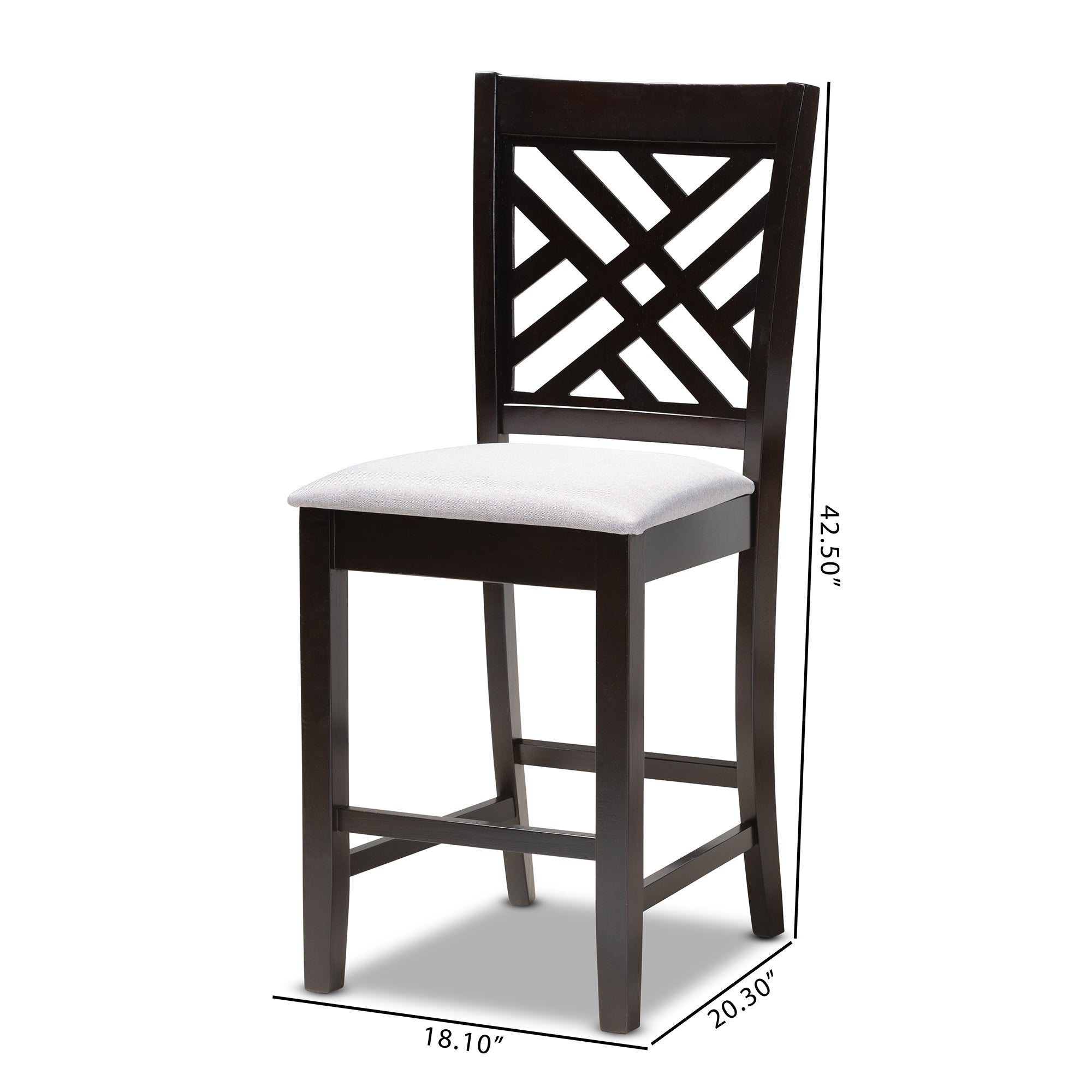 Caron Modern and Contemporary Grey Fabric Upholstered Espresso Brown Finished Wood Counter Height Pub Chair Set of 2