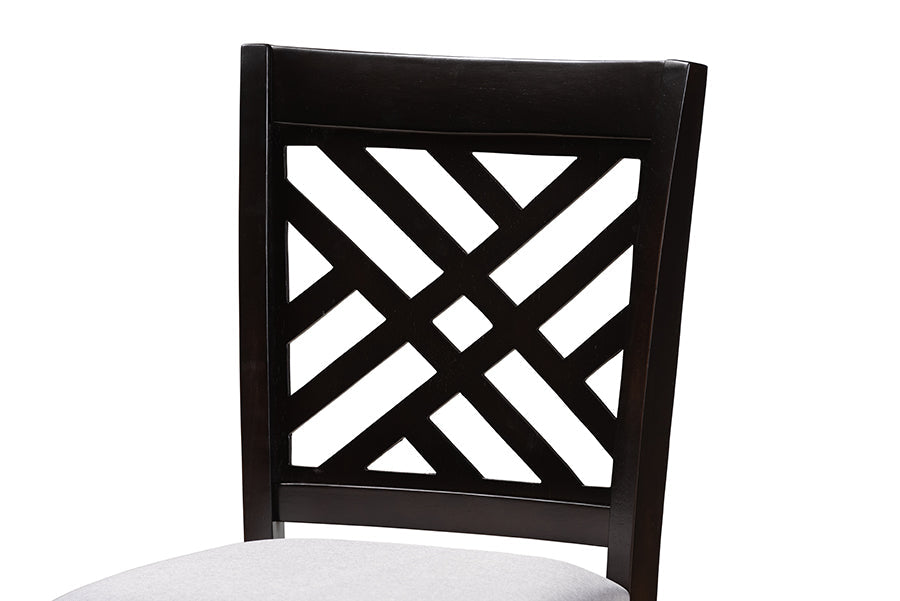 Caron Modern and Contemporary Grey Fabric Upholstered Espresso Brown Finished 5-Piece Wood Pub Set