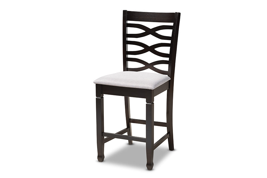 Lanier Modern and Contemporary Grey Fabric Upholstered Espresso Brown Finished 5-Piece Wood Pub Set