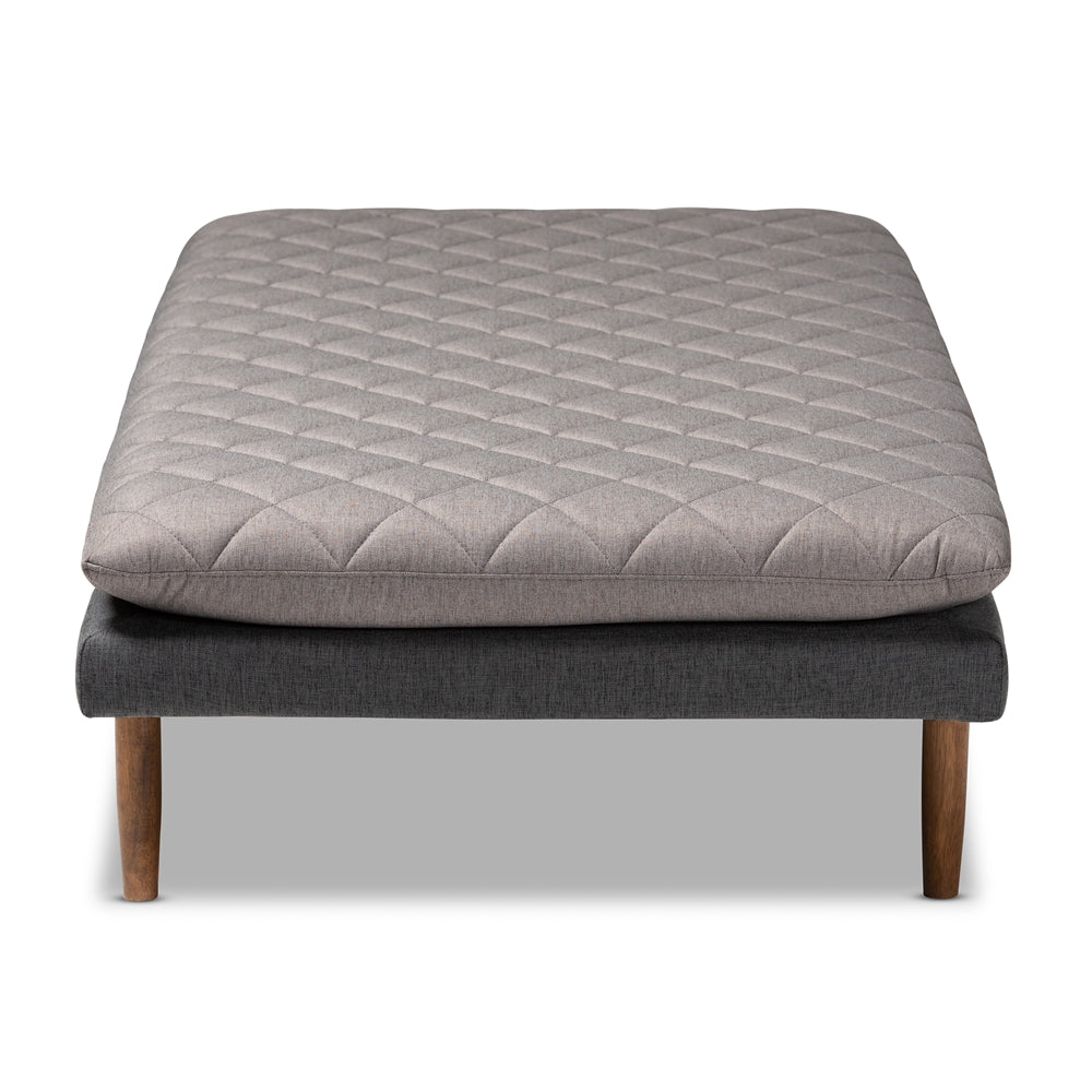 Marit Mid-Century Modern Two-Tone Grey Fabric Upholstered Walnut Finished Wood Daybed