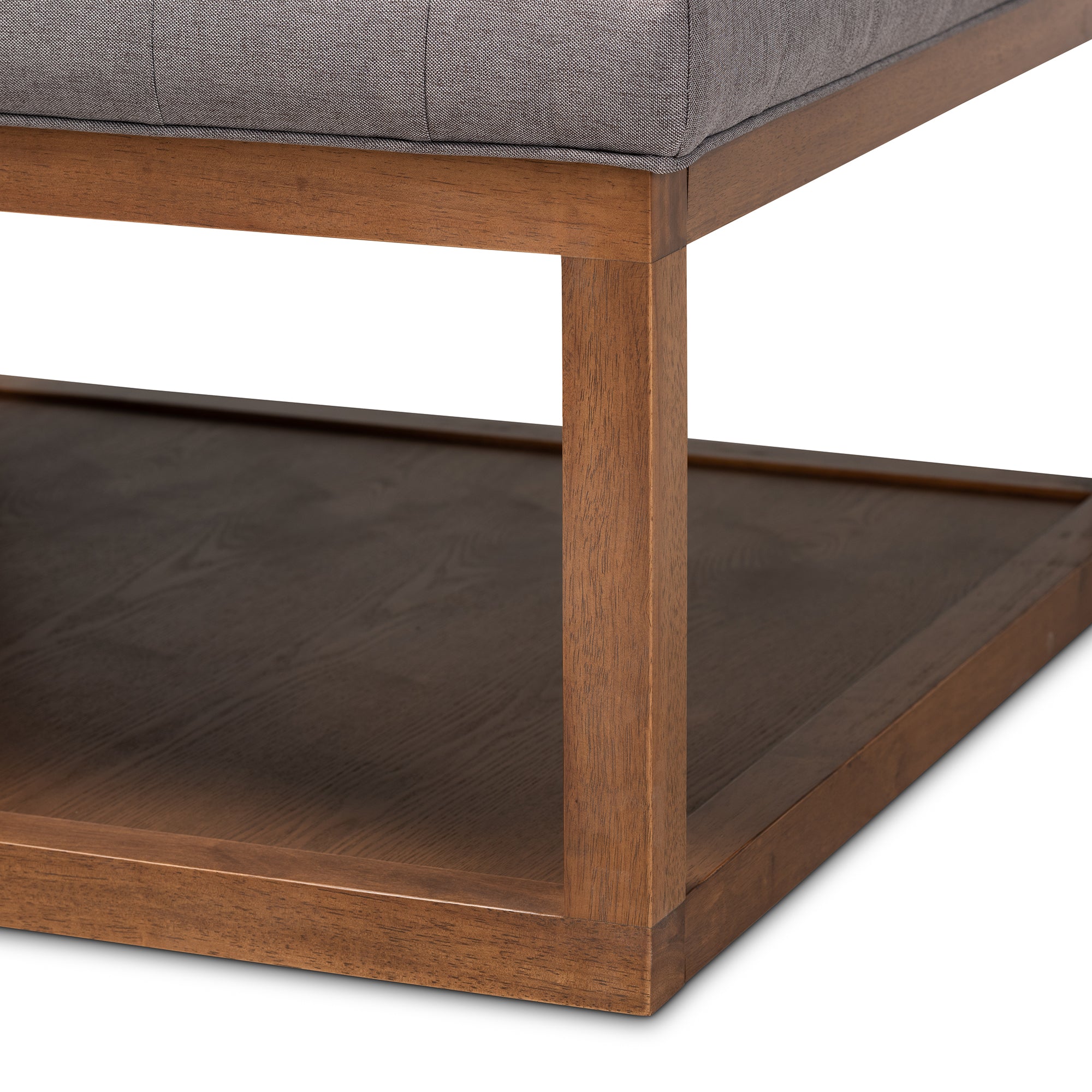 Alvere Modern and Contemporary Grey Fabric Upholstered Walnut Finished Cocktail Ottoman