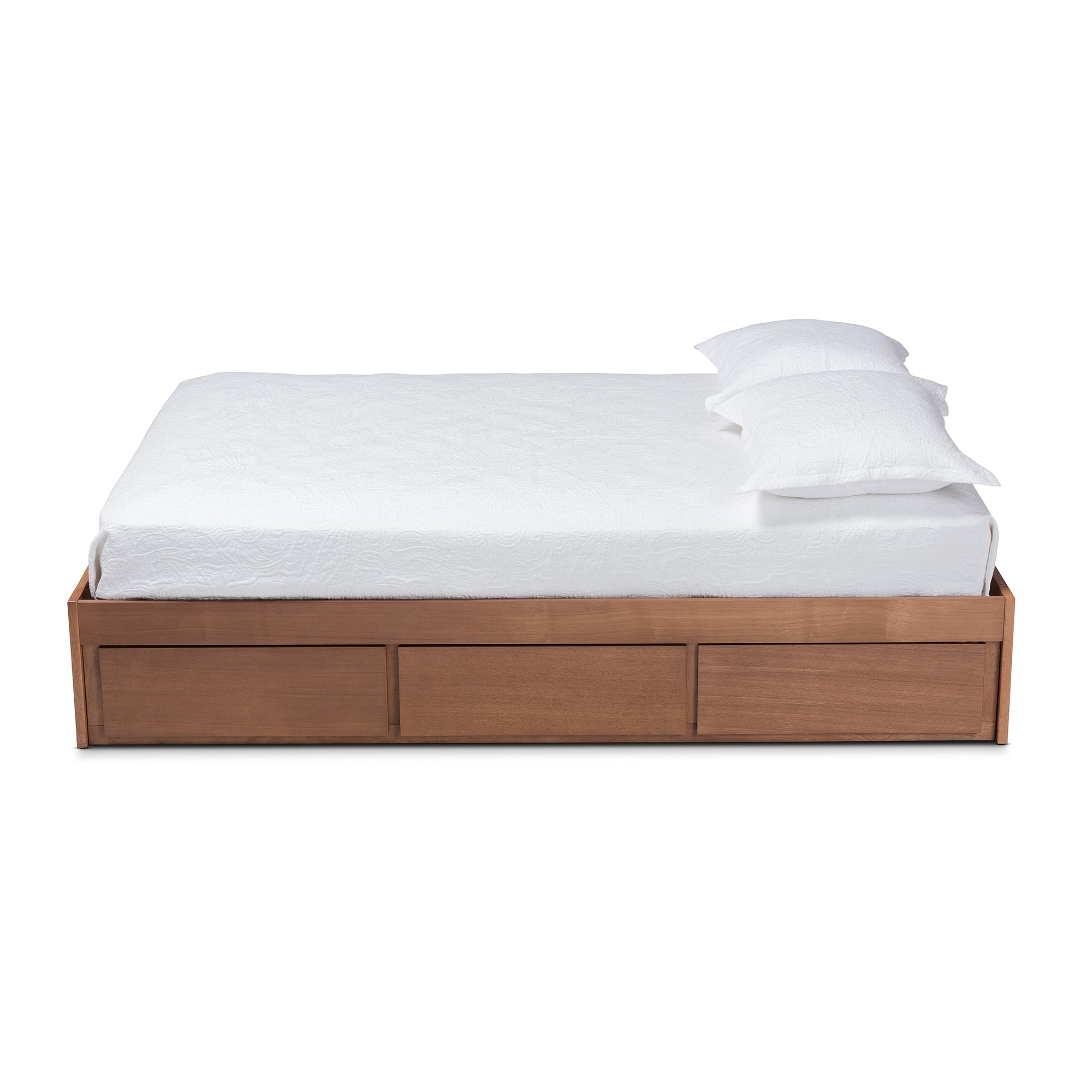 Wren Walnut Finished 3-Drawer Full Size Platform Storage Bed Frame