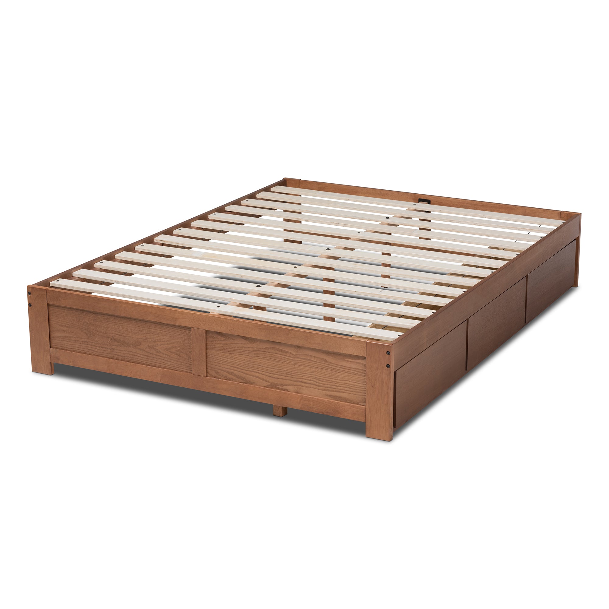 Wren Walnut Finished 3-Drawer King Size Platform Storage Bed Frame