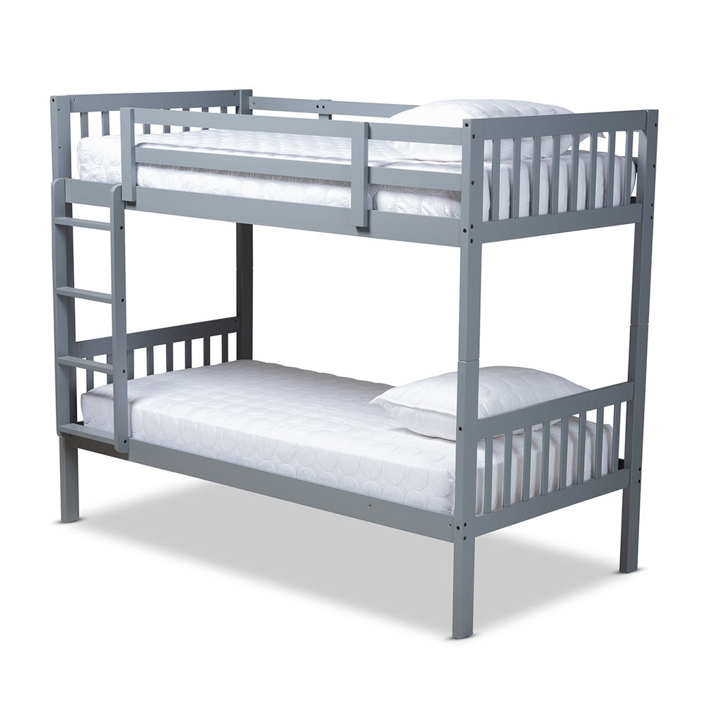 Jude Modern And Contemporary Walnut Brown Finished Wood Twin Size Bunk Bed