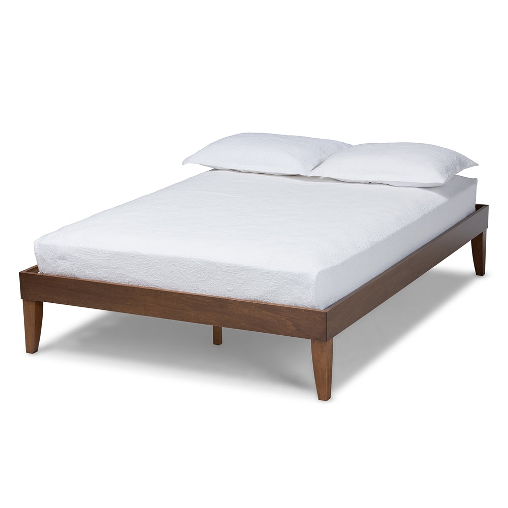 Lucina Modern Walnut Brown Finished Queen Size Platform Bed Frame