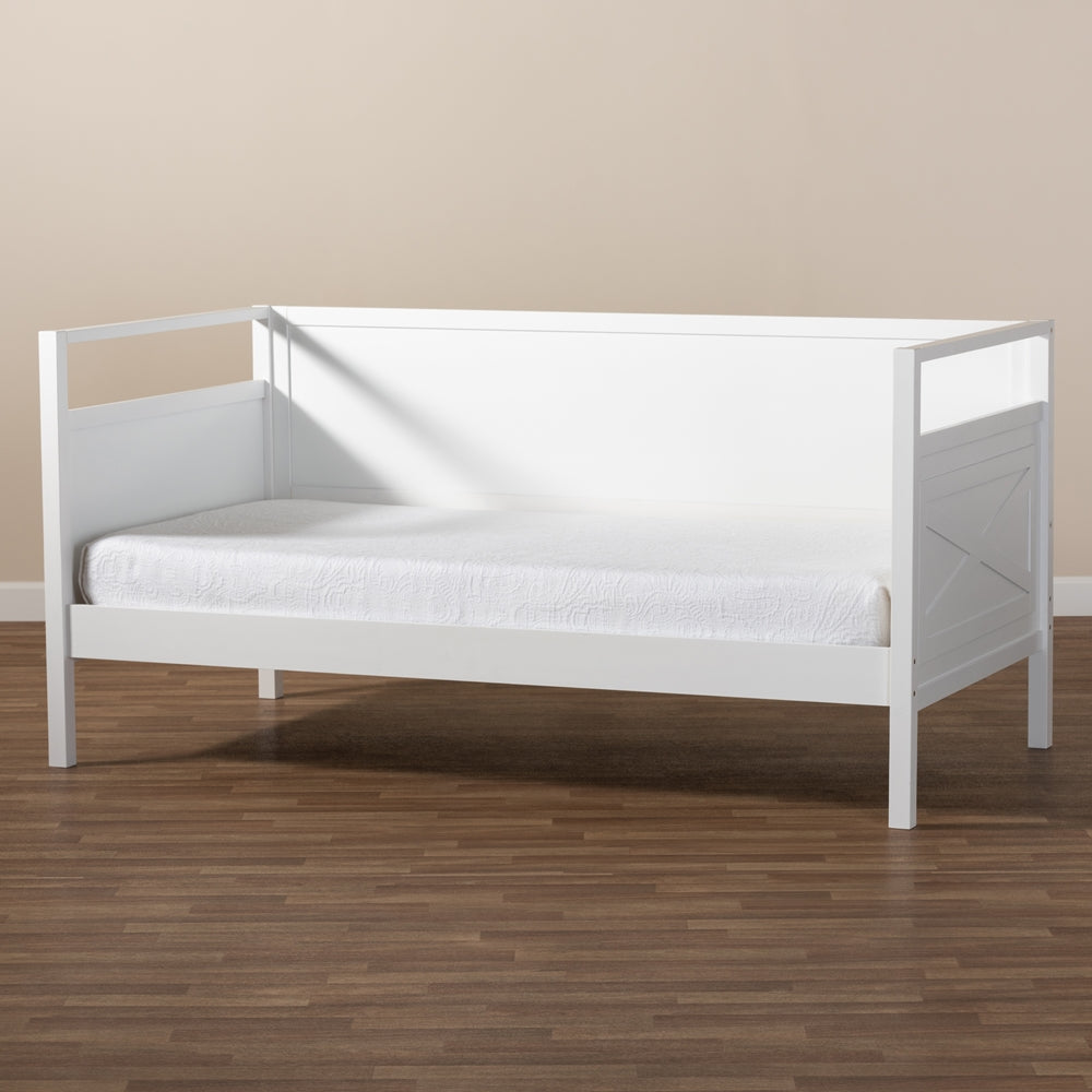 Cintia Cottage Farmhouse White Finished Wood Twin Size Daybed