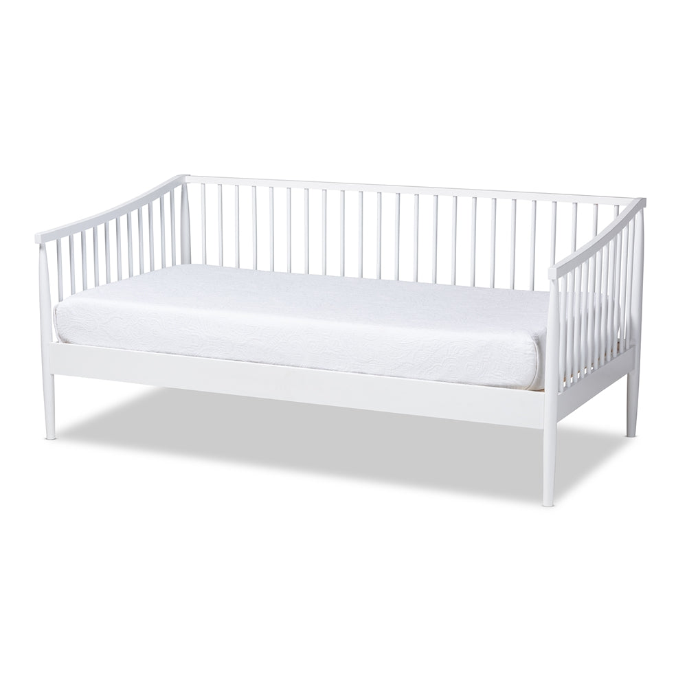 Renata Classic And Traditional White Finished Wood Twin Size Spindle Daybed