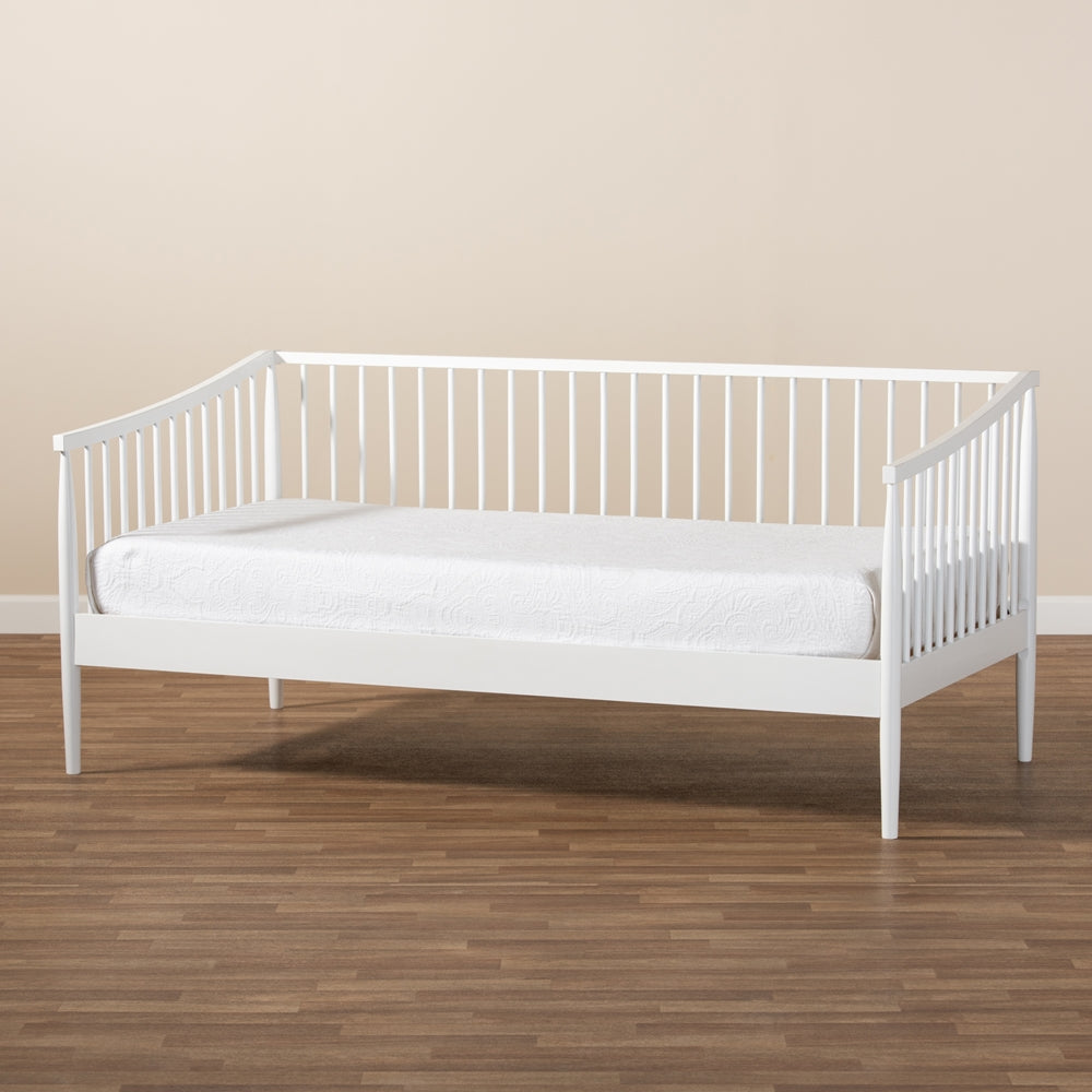 Renata Classic And Traditional White Finished Wood Twin Size Spindle Daybed