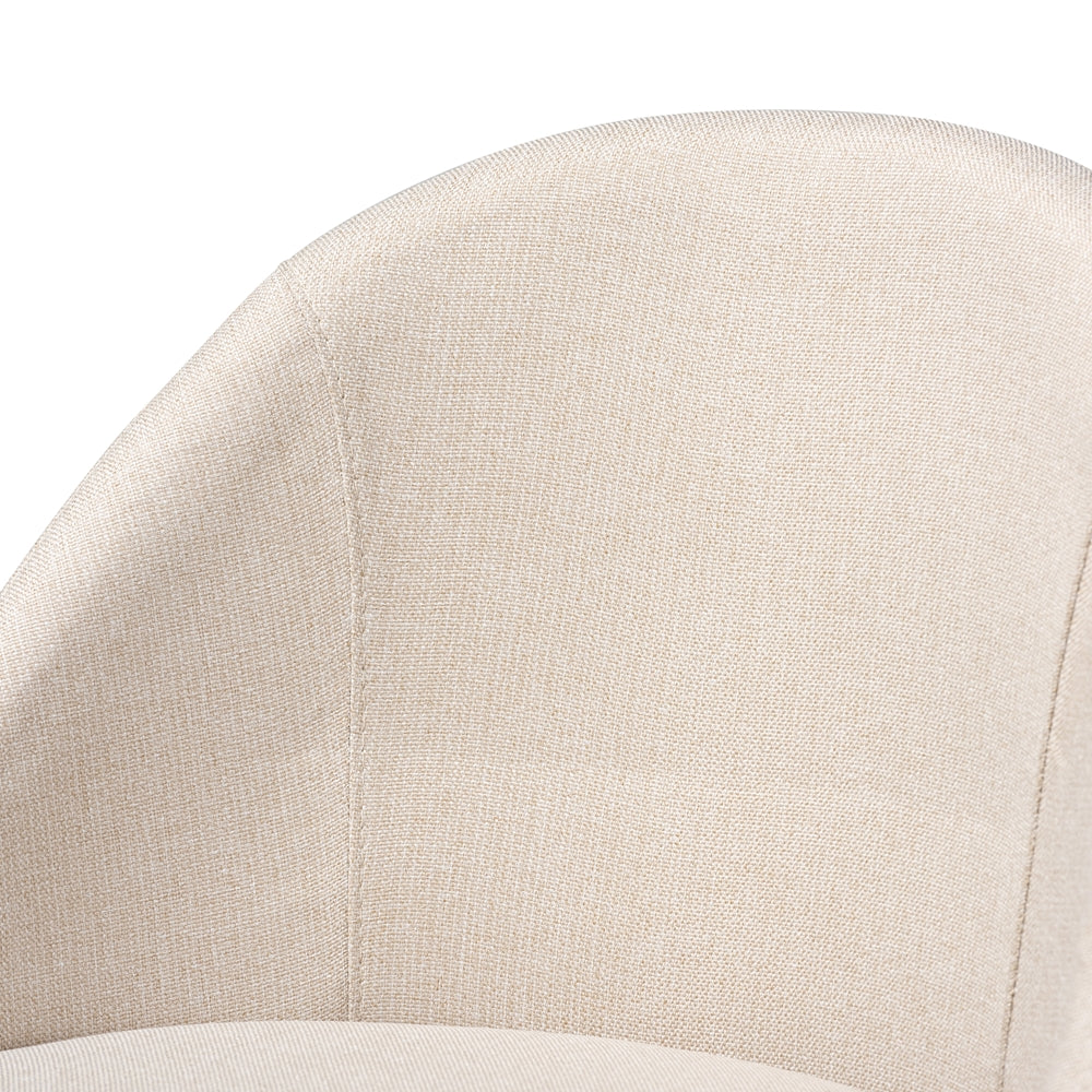 Carra Mid-Century Modern Light Beige Fabric Upholstered Walnut-Finished Wood 2-Piece Swivel Bar Stool Set
