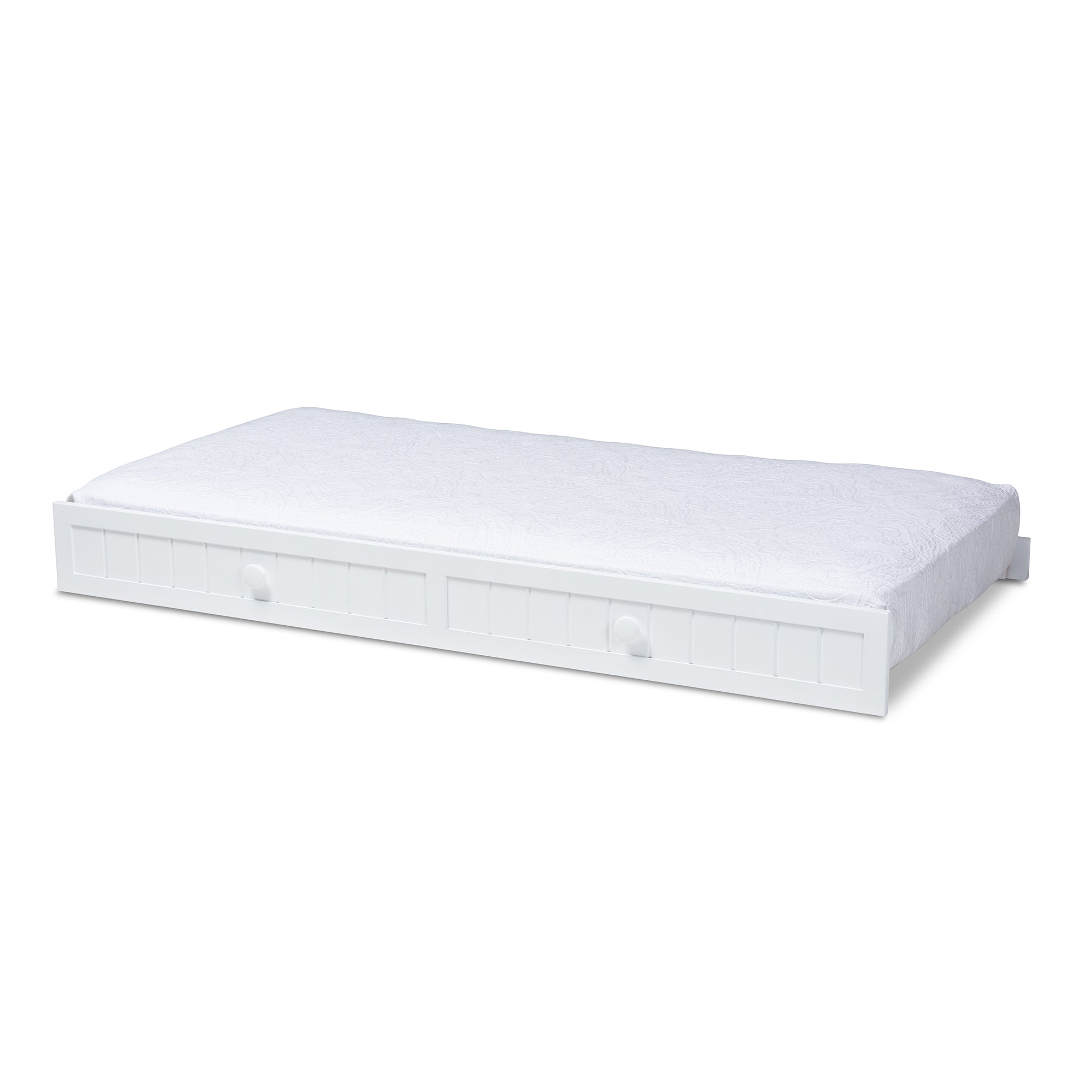Neves Cottage Farmhouse White Finished Wood Twin Size Trundle