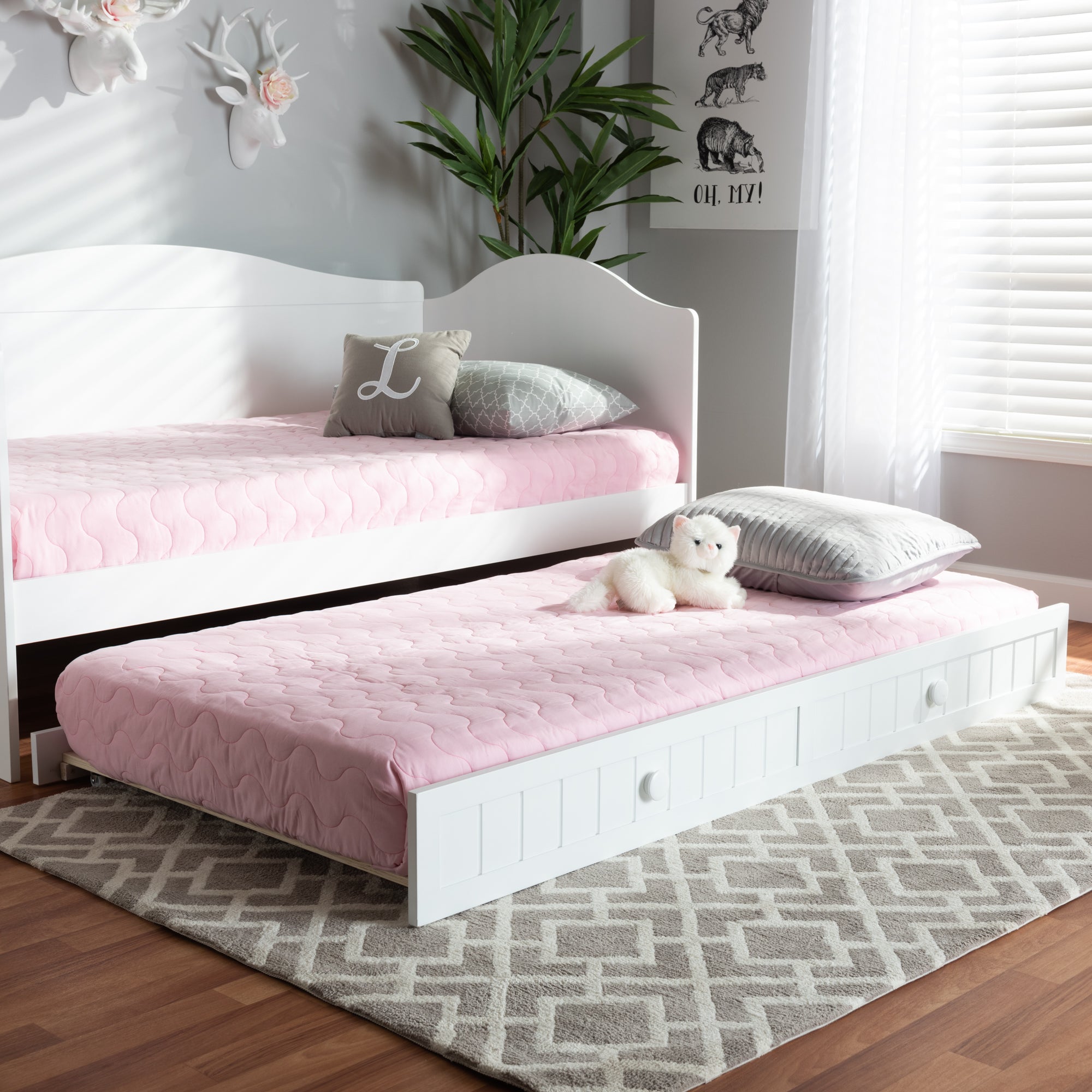 Neves Cottage Farmhouse White Finished Wood Twin Size Trundle