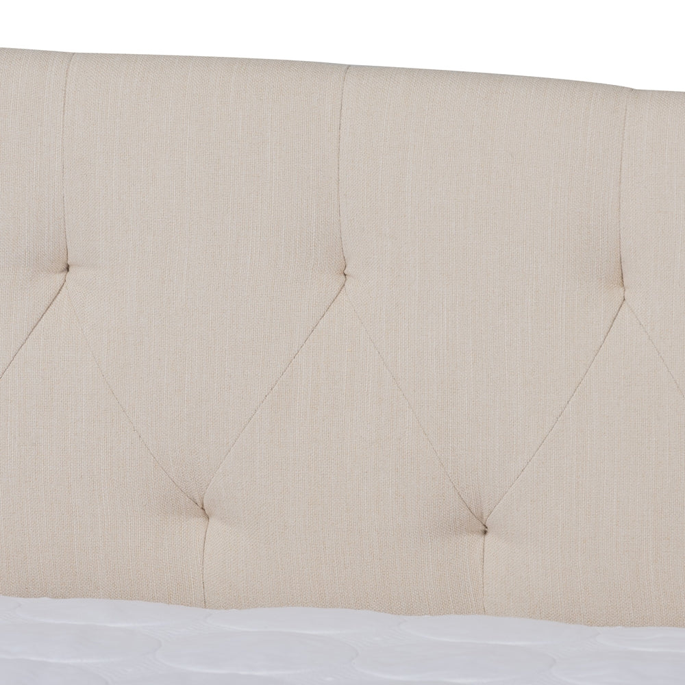 Delora Beige Fabric Upholstered Full Size Daybed with Roll-Out Trundle Bed