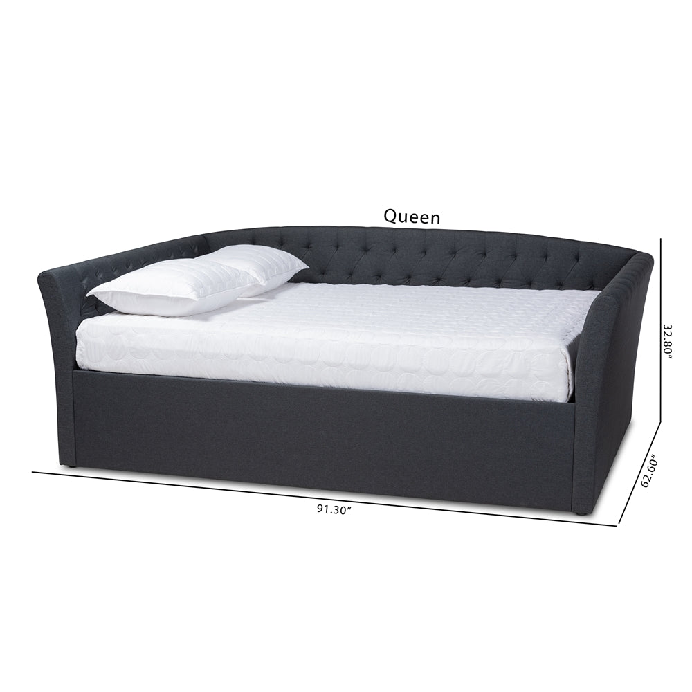 Delora Dark Grey Fabric Upholstered Queen Size Daybed