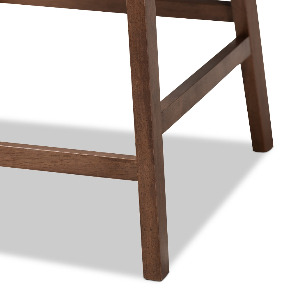 Larine Modern and Contemporary Dark Grey Fabric Upholstered Walnut Finished 2-Piece Wood Counter Stool Set