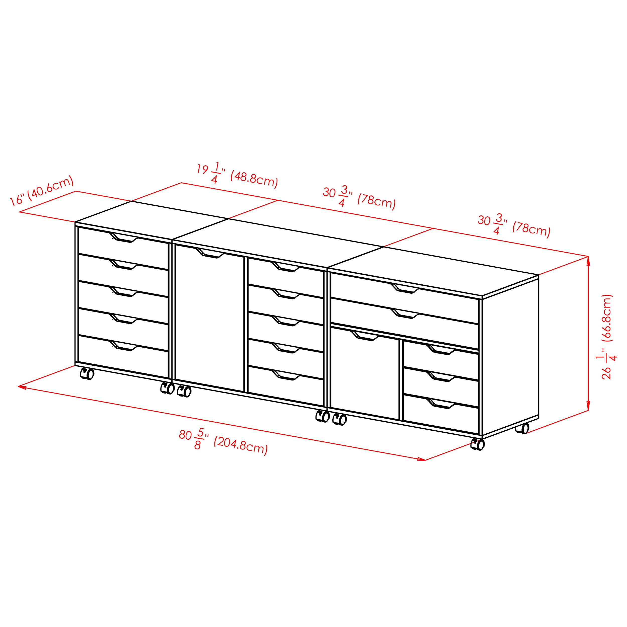 Halifax 3-Pc Storage Cabinet Set, White