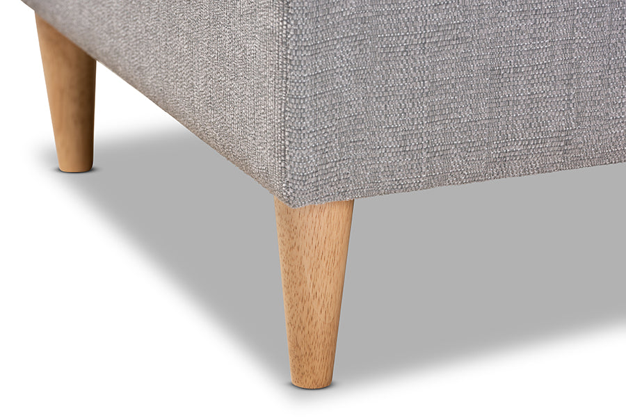 Emeline Modern and Contemporary Grey Fabric Upholstered Oak Finished Chaise Lounge