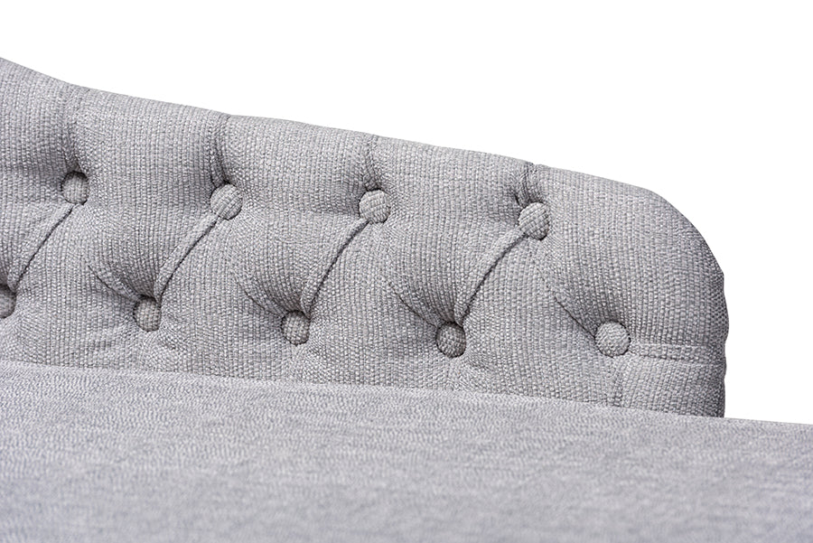 Florent Modern and Contemporary Grey Fabric Upholstered Black Finished Chaise Lounge