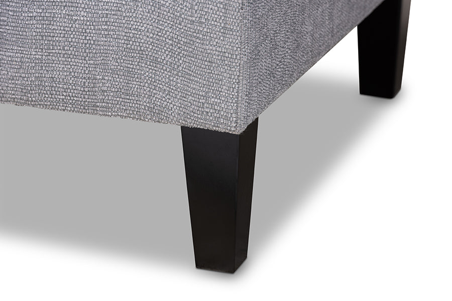 Florent Modern and Contemporary Grey Fabric Upholstered Black Finished Chaise Lounge