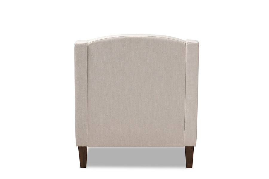 Leonie Modern and Contemporary Beige Fabric Upholstered Wenge Brown Finished Chaise Lounge