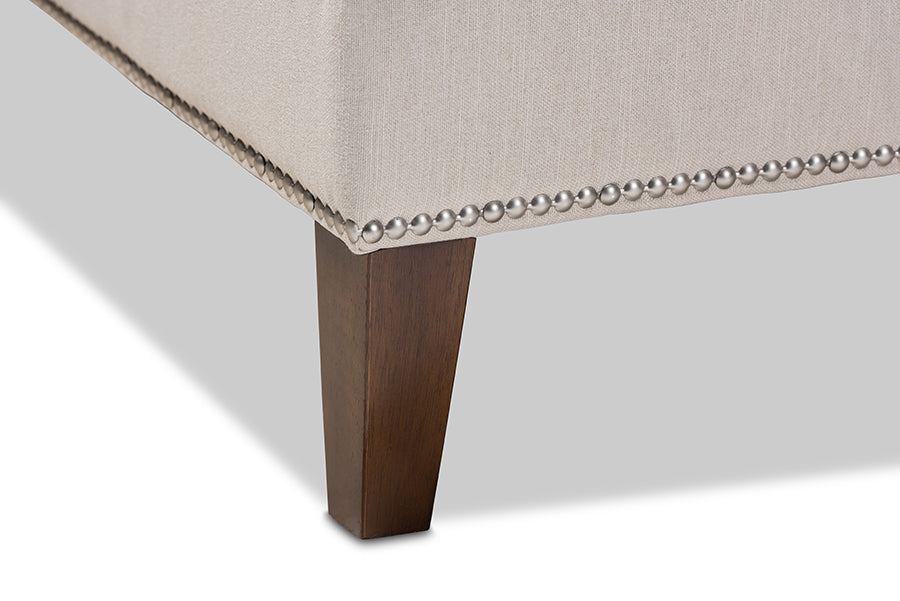 Leonie Modern and Contemporary Beige Fabric Upholstered Wenge Brown Finished Chaise Lounge
