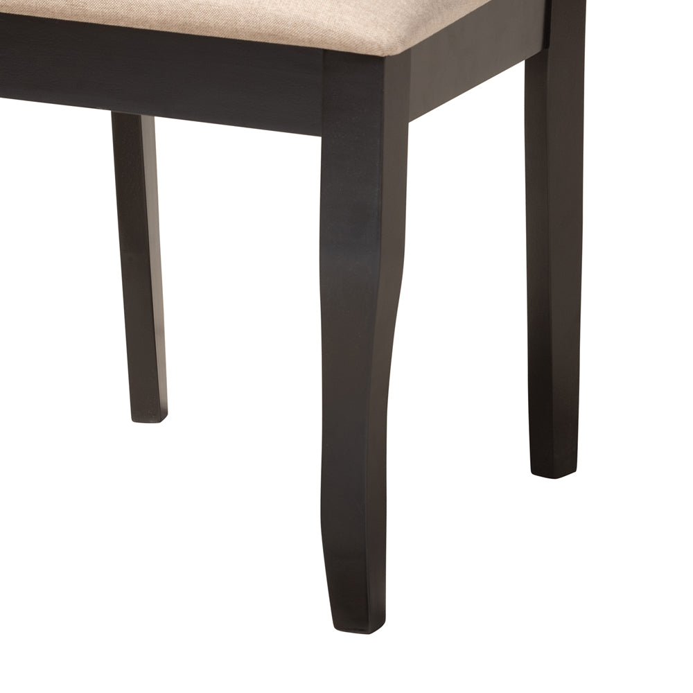 Lexi Modern Beige Fabric and Dark Brown Finished Wood 5-Piece Dining Set