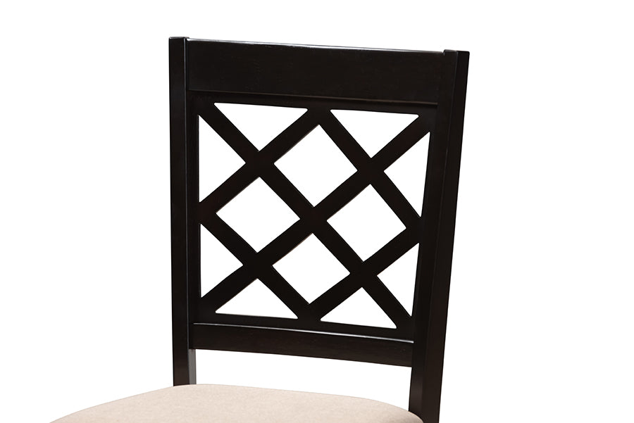 Verner Modern and Contemporary Sand Fabric Upholstered Espresso Brown Finished Wood Dining Chair Set of 4
