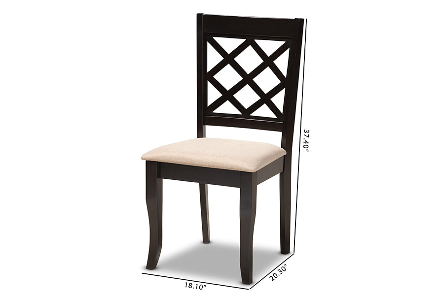 Verner Modern and Contemporary Sand Fabric Upholstered Espresso Brown Finished Wood Dining Chair Set of 4