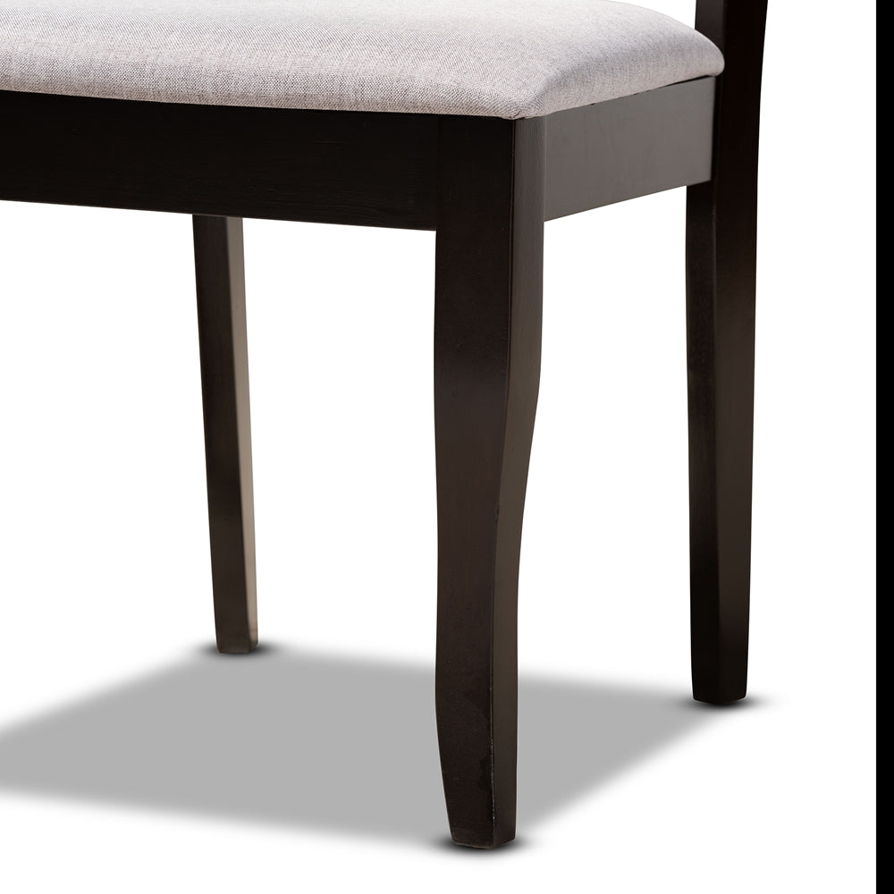 Selby Modern and Contemporary Grey Fabric Upholstered and Dark Brown Finished Wood 5-Piece Dining Set