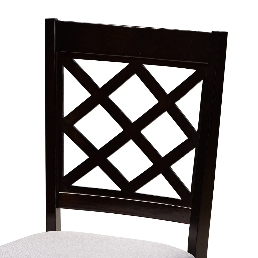 Savina Modern and Contemporary Grey Fabric Upholstered and Dark Brown Finished Wood 5-Piece Dining Set