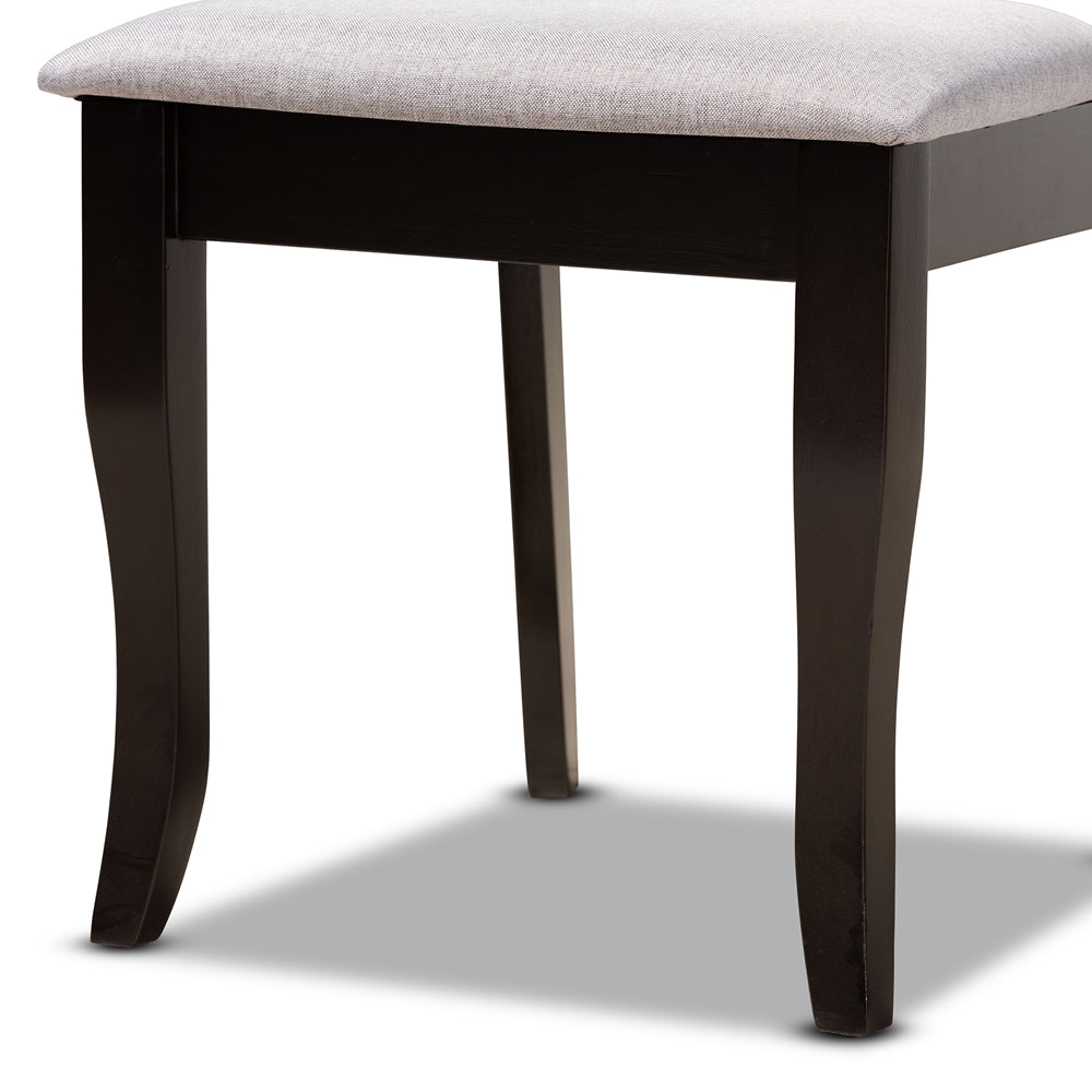 Savina Modern and Contemporary Grey Fabric Upholstered and Dark Brown Finished Wood 5-Piece Dining Set