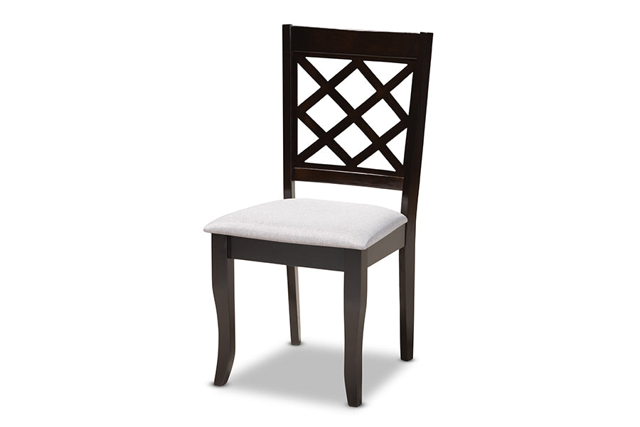 Verner Modern and Contemporary Grey Fabric Upholstered Espresso Brown Finished Wood Dining Chair Set of 4