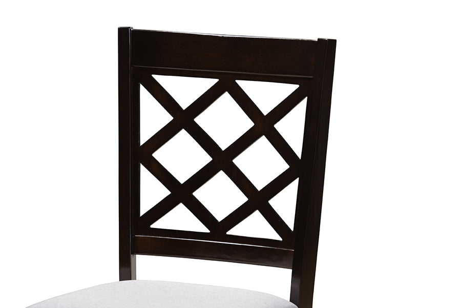 Verner Modern and Contemporary Grey Fabric Upholstered Espresso Brown Finished Wood Dining Chair Set of 4
