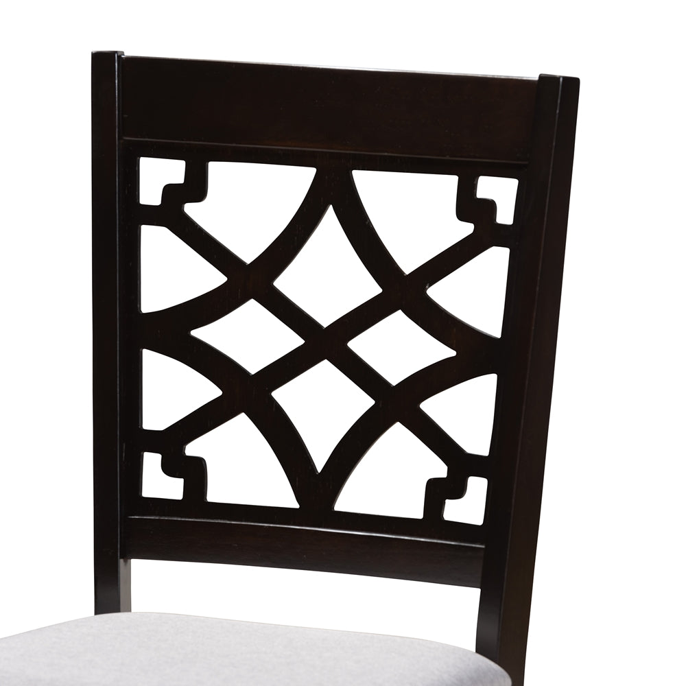 Tricia Modern and Contemporary Grey Fabric Upholstered and Dark Brown Finished Wood 5-Piece Dining Set