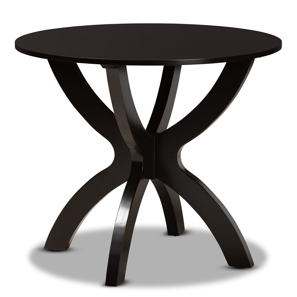 Sandra Modern and Contemporary Grey Fabric Upholstered and Dark Brown Finished Wood 5-Piece Dining Set