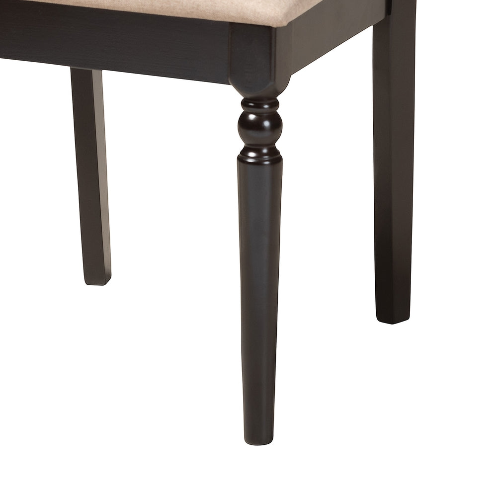 Sadie Modern Beige Fabric and Espresso Brown Finished Wood 5-Piece Dining Set