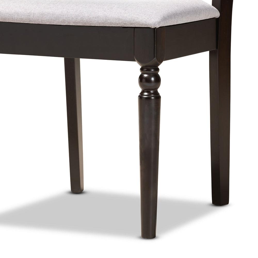 Sadie Modern and Contemporary Grey Fabric Upholstered and Dark Brown Finished Wood 5-Piece Dining Set
